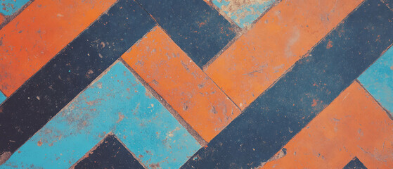 Aufkleber - Faded vintage textures and patterns in retro punk style floor design