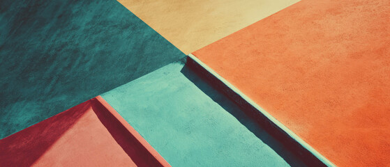 Poster - Modern abstract design with geometric shapes and intersecting lines in vibrant colors