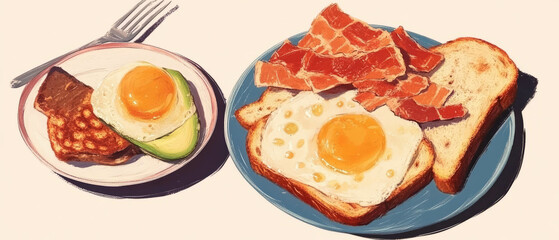 Poster - Delicious golden brown toast topped with fresh avocado slices for a healthy breakfast