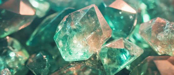 Poster - Sparkling green gemstones reflecting natural beauty and elegance under light