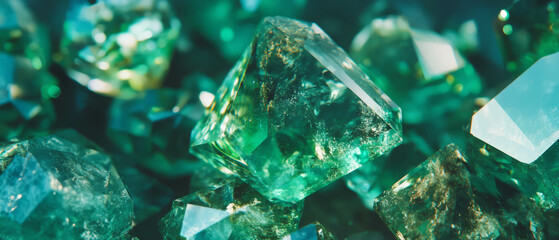 Aufkleber - Green gemstones sparkle with natural beauty and intricate facets in captivating display