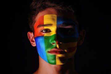 Poster - A person with a creative and vibrant facial design, great for artistic or cultural-themed projects