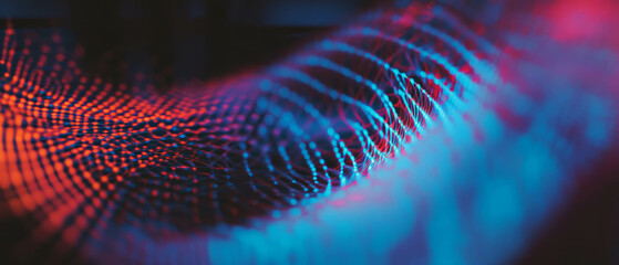 Poster - Interconnected lines pulsate with rhythmic movement in vibrant colors and patterns
