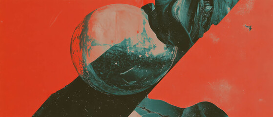Poster - Intertwined shapes create a dynamic composition with vibrant colors and flowing forms