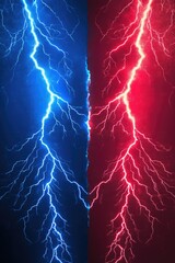 Poster - Electric discharge on a vibrant red and blue background