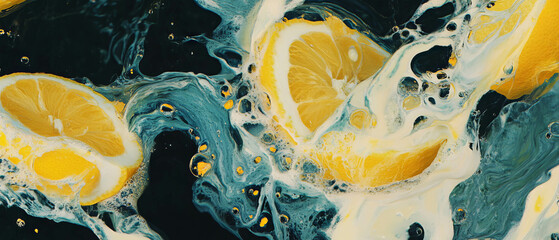 Poster - Intricate details of lemons highlighting vibrant colors and textures in close-up shots