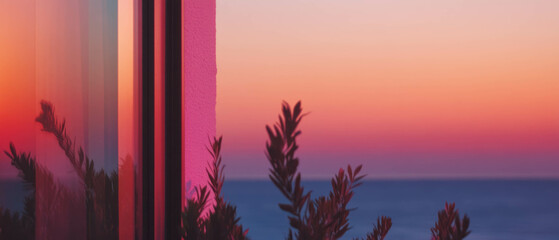 Poster - Peaceful sunset view with a light matte backdrop creating serene calmness