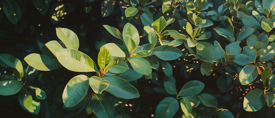 Poster - Bright lime green leaves basking in sunshine during vibrant spring growth