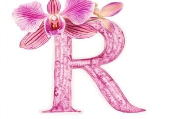 Poster - Close-up view of a letter 'r' composed of pink flowers, often used for decorative purposes or as a creative concept