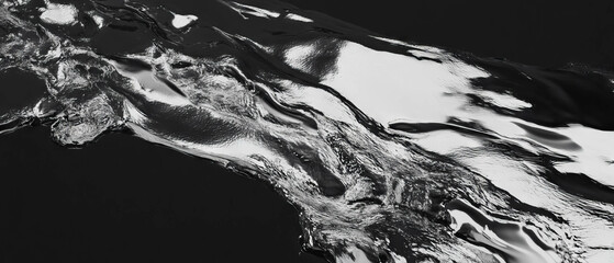 Poster - Liquid silver flows elegantly, showcasing a luxurious metallic shine in motion
