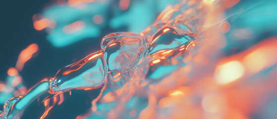 Poster - Dynamic liquid textures create flowing patterns in vibrant colors and light reflections