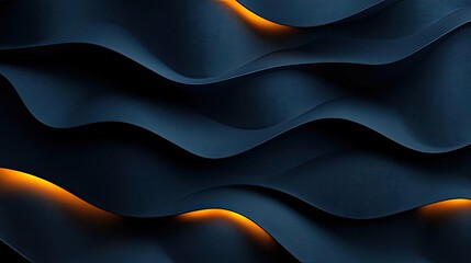 Wall Mural - Studio absorber concept. Abstract wavy design in dark tones with glowing accents for creative projects.