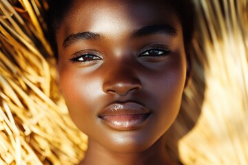 Poster - A close-up shot of a person wearing a straw hat, suitable for use in lifestyle or travel photography