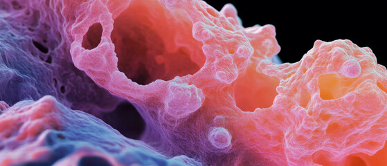 Poster - Microscopic textures reveal colorful and intricate abstract forms with distorted details
