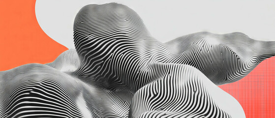 Aufkleber - Exploration of minimalist line art blending with bold geometric forms