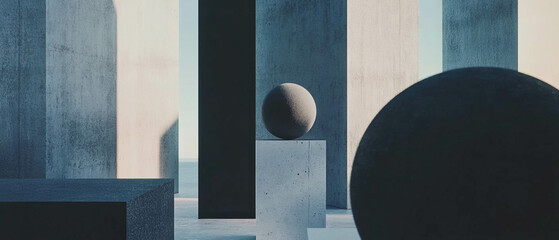 Aufkleber - Exploring minimalist geometric forms in a serene matte environment adorned with subtle elegance
