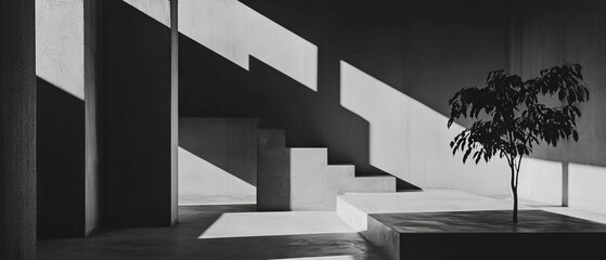 Aufkleber - Elegant minimalist matte design featuring geometric shapes with soft shadows and natural elements