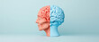 © Brighting Collection - conceptual image of human brain divided into two halves, one red and one blue, symbolizing different brain functions