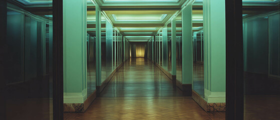 Poster - Mirrored doors create an extended perspective in a captivating hallway