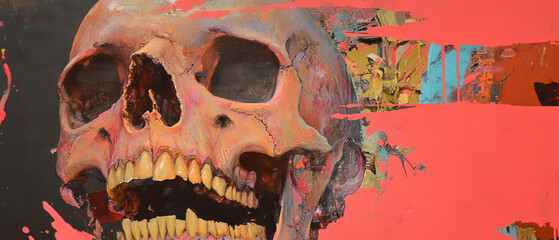Poster - Mixed media art piece featuring punk aesthetics and grunge textures in vivid colors
