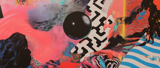 Poster - Layers of vibrant patterns create dynamic visual excitement and chaos in artwork display