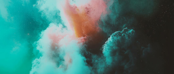 Poster - Vibrant nebula clouds and cosmic dust create an abstract celestial background
