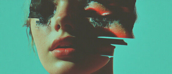 Aufkleber - Exploring layered textures and abstract shapes in modern dimensional art