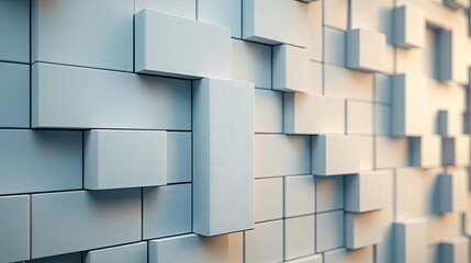 Poster - Studio absorber concept. Abstract geometric wall design with 3D blocks creating a modern architectural style.