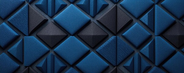 Aufkleber - Studio absorber concept. Abstract blue wall texture with geometric patterns and three-dimensional elements.