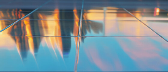 Poster - Polished metal textures reflect light in a modern setting with vibrant colors