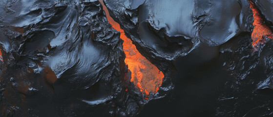 Poster - Exploration of deep, contrasting textures showcasing vibrant orange against dark surfaces