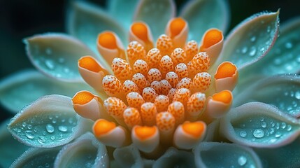 Poster - Fresh flower with water droplets glistening on its petals, great for beauty and lifestyle concepts