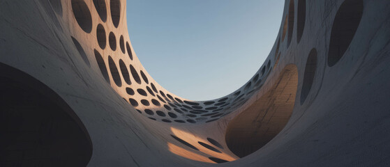 Poster - Unique architectural design featuring repeating patterns and modular forms under the sky