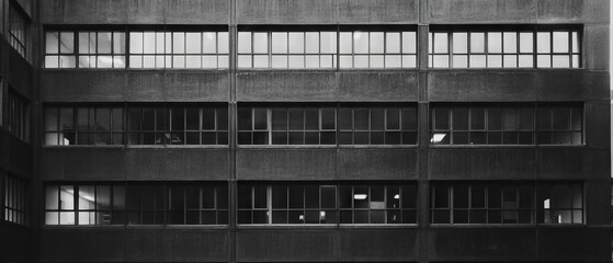 Aufkleber - Structured architectural facade featuring repeating windows and grid patterns