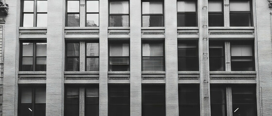 Poster - Structured architectural facade with repeating windows and grid patterns