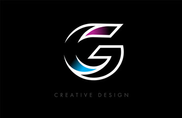 Wall Mural - g letter logo design icon with cretive design shape and curved lines cut