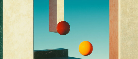 Aufkleber - Geometric forms creating a balanced composition with vibrant colors and minimalistic design