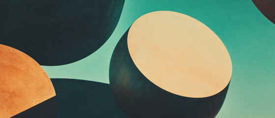 Aufkleber - Overlapping geometric shapes create a harmonious blend of muted colors and textures