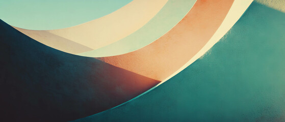 Poster - Overlapping geometric shapes with subtle textures in muted color palette