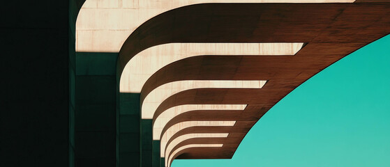 Poster - Soaring arches and curves create a fluid architectural masterpiece against a bright backdrop