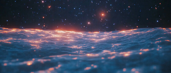 Poster - Starry night sky illuminates the cosmic ocean under twinkling constellations