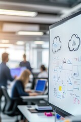 Poster - group of people working on laptops in an office setting