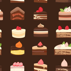 Canvas Print - Chocolate cake digital graphic, Chocolate cake tiled design