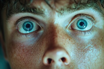 Poster - A close-up shot of a person's face with distinctive blue eyes