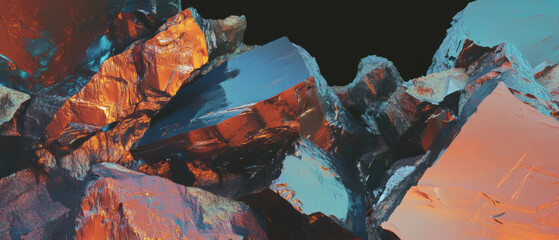 Aufkleber - Exploring layered textures with rich colors and visual depth in abstract forms