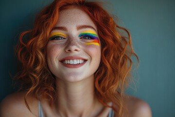 Poster - A person with colorful facial painting, ideal for creative or artistic concepts