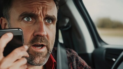Poster - A person sitting in a vehicle looking at their smartphone