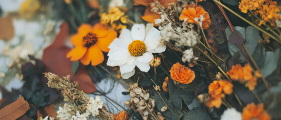 Aufkleber - Creative scrapbook layout featuring pressed flowers and dried leaves for nature lovers