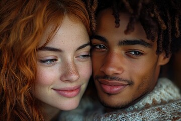 Poster - A portrait of a woman with a person beside her, captured in a close-up shot