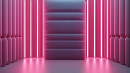 Poster - Studio absorber concept. A vibrant digital space with pink neon lights and sleek design elements.